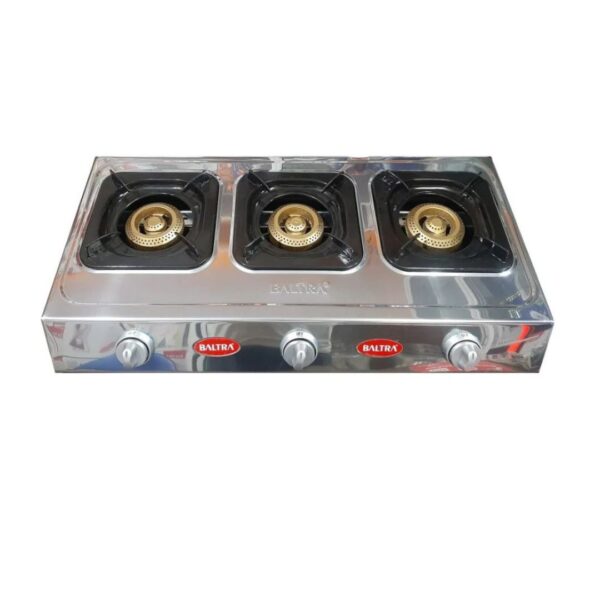 Baltra SS Gas Stove | User-Friendly Controls for Effortless Operation | High Efficiency Brass Burner | 3 Burner Cooktop | Smile BGS 137