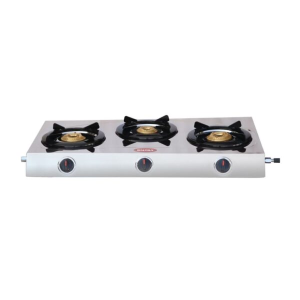 Baltra Blaze 3B Gas Stove BGS-175 Baltra Gas Stove | Effortlessly Adjust the Flame for Precise Temperature Control | Mirror Finish Stainless Steel Body | 3 Burners Gas Stove | Blaze BGS 175