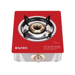Baltra Gas Stove | Perfect Level of Heat for Any Recipe | Stainless Steel Body with SS Drip Tray | 1 Burner Glass Cooktop | Grand BGS 130