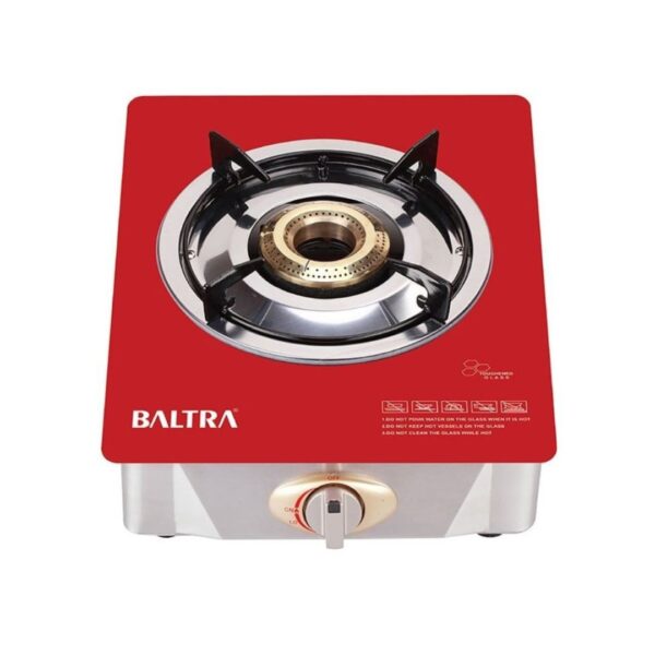 Baltra Grand 1 Gas Stove BGS 130 Baltra Gas Stove | Perfect Level of Heat for Any Recipe | Stainless Steel Body with SS Drip Tray | 1 Burner Glass Cooktop | Grand BGS 130