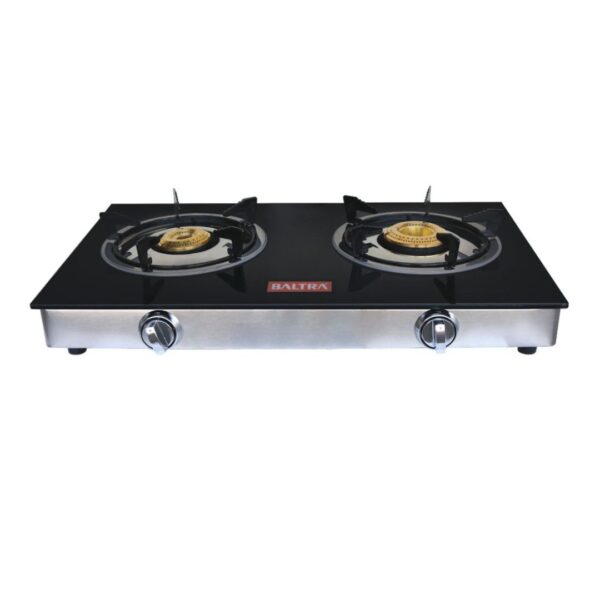 Baltra Grand+ 2 Gas Stove BGS 153 Baltra Gas Stove | Crystal and 8mm Toughened Glass Plate | Perfect Stove for Home | 2 Burner Glass Cooktop | Grand+ BGS 153