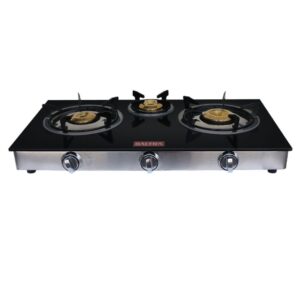 Baltra Gas Stove | 360 Degree Central Civil Nosel | 3 Burner Glass Cooktop | Best For Your Kitchen | Grand+ BGS 154