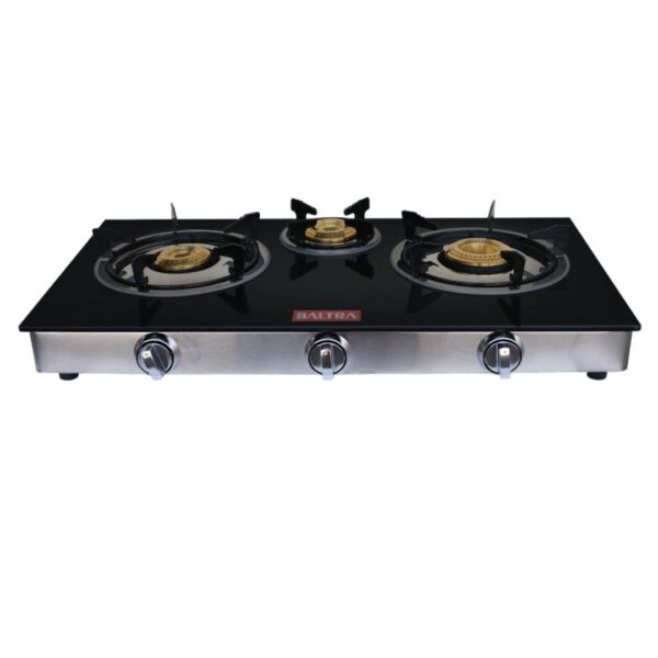 Baltra Grand +3 Burner Gas Stove BGS 154 Baltra Gas Stove | 360 Degree Central Civil Nosel | 3 Burner Glass Cooktop | Best For Your Kitchen | Grand+ BGS 154